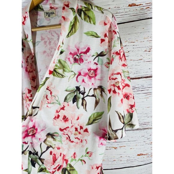 Show Me Your Mumu Pink Floral Intimate Robe Kimono Women Size One Size Belt - Picture 12 of 12